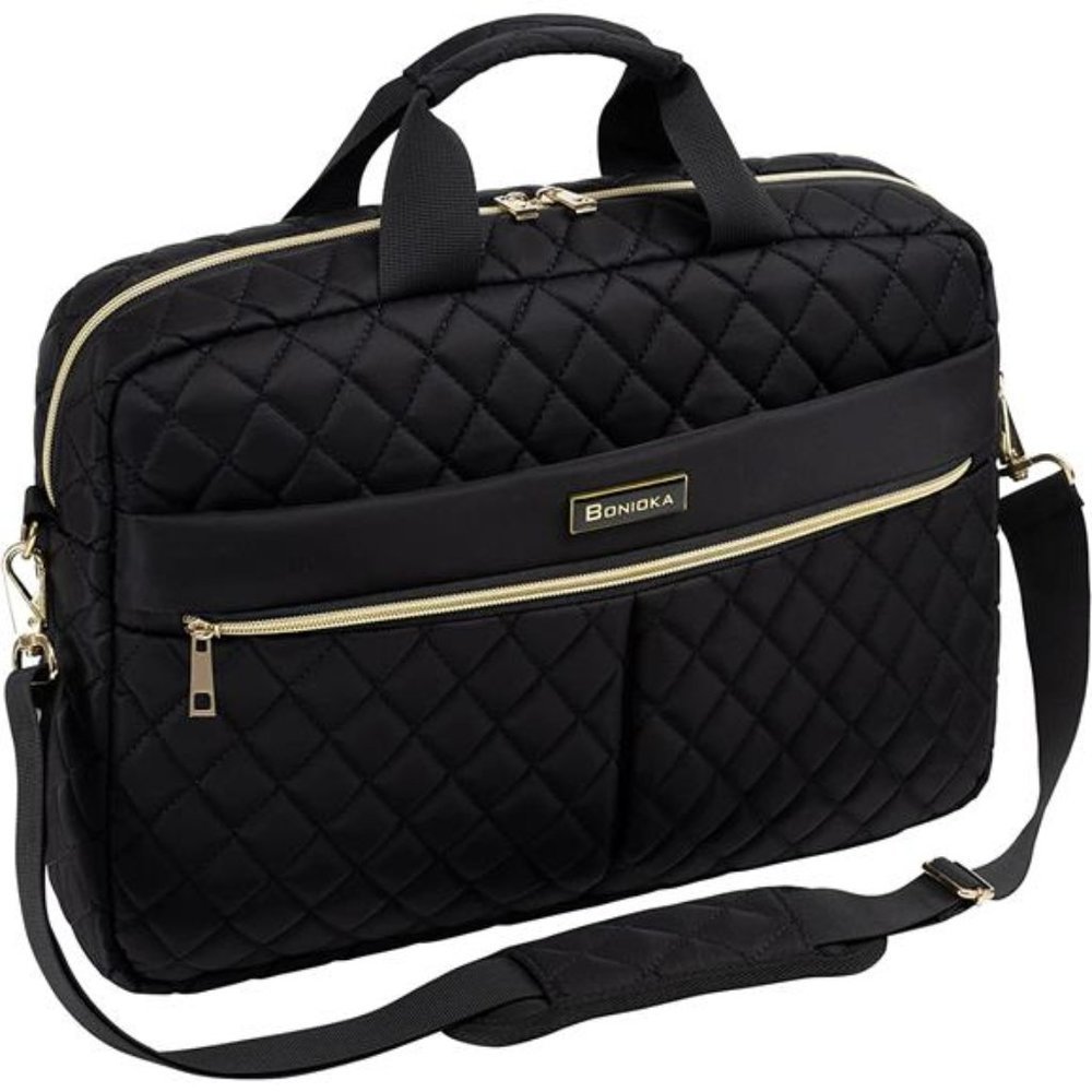 Luxury Laptop & Tablet Briefcase Bag for Women-Black